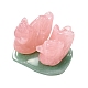 Decorazioni per esposizione di figurine di anatra mandarina e avventurina verde con foglia di loto naturale al quarzo rosa G-PW0007-012-1