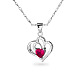 TINYSAND 925 Sterling Silver Hearts Cubic Zirconia Ruby Pendant Necklaces TS-N229-S-1