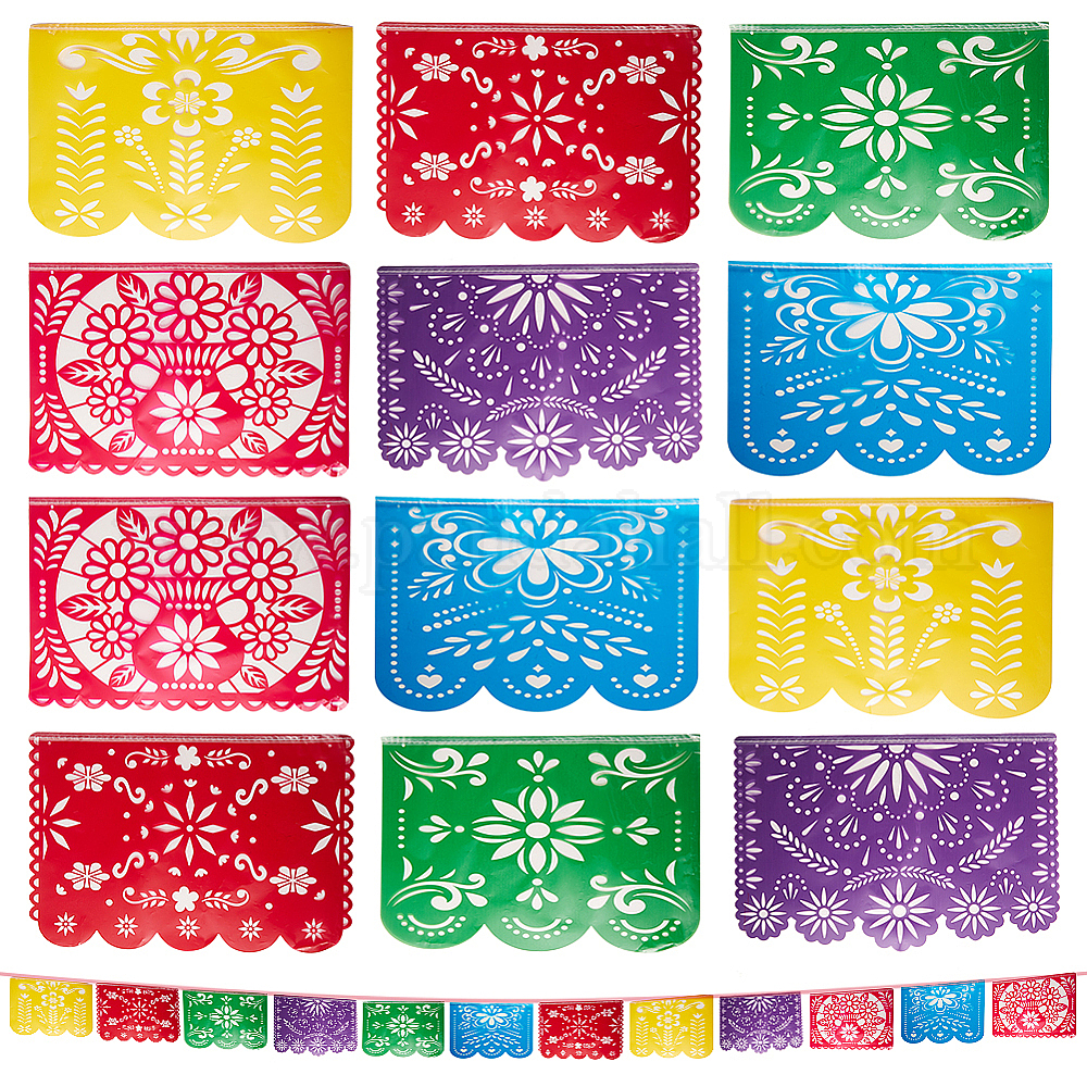 Shop GORGECRAFT 12pcs 16 Feet Mexican Party Banners Fiesta Plastic ...