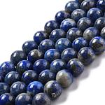 Chapelets de perles rondes en lapis-lazuli naturel, 8mm, Trou: 1mm, Environ 48 pcs/chapelet, 15.5 pouce