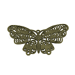 Tibetischen Stil Legierung Kronleuchter Komponenten Verbinder, Schmetterling, Nickel frei und bleifrei, Antik Bronze, 31x58x2.5 mm, Bohrung: 1~2 mm
