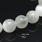 Природный кальцит бисер нитей, круглые, белые, 10 мм, отверстие : 1 мм, около 40 шт / нитка, 15.5 дюйм