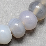 Natural Grey Agate Stone Beads Strands, Rondelle, Light Grey, 8x5mm, Hole: 1mm, about 60~65pcs/strand, 15.7 inch