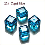 Imitazione branelli di cristallo austriaco, grado aaa, sfaccettato, cubo, dodger blu, 5~5.5x5~5.5x5~5.5 mm (dimensione entro l'intervallo di errore di 0.5~1 mm), Foro: 0.7~0.9 mm