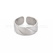 304 Stainless Steel Textured Open Cuff Ring for Women RJEW-S405-165P