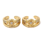 Серьги-каффы из латуни с микропаве и цирконием EJEW-E290-09G