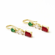 Серьги-гвоздики из латуни с кубическим цирконием EJEW-H091-27G
