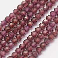 Natural Garnet Beads Strands, Faceted, Round, 2mm, Hole: 0.5mm, about  170pcs/strand, 15.7 inch