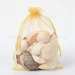 Sacs-cadeaux en organza avec cordon de serrage, fête de mariage cadeaux de noël sacs-cadeaux, pochettes en organza pour pot-pourri, verge d'or, 18x13 cm