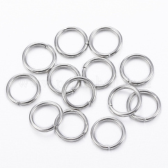 Anlaufgeschützte offene Biegeringe aus Edelstahl 304, Runde, Edelstahl Farbe, 20 Gauge, 6x0.8 mm, Innendurchmesser: 4.5 mm