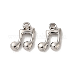 Dijes de acero inoxidable 304 que no se deslustran, dije de nota musical, color acero inoxidable, 9x7x1.5mm, agujero: 1 mm
