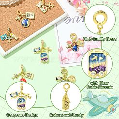 7 шт. 7 стиля латунные эмалевые европейские подвески в виде самолета&nbsp;KK-CJ0004-10