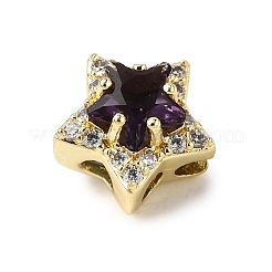 Латунные микро проложить кубического циркония бусы KK-D379-01G-12