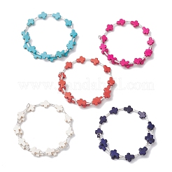 Браслеты из синтетических бусин бирюзового цвета для женщин BJEW-JB11903