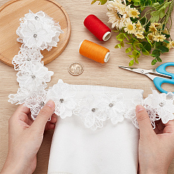 Двухслойные полиэстеровые цветочные кружевные ленты&nbsp;DIY-WH0656-60C