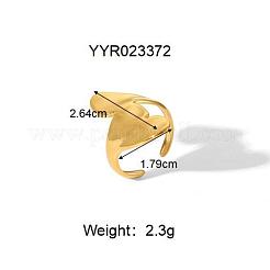 女性用304ステンレススチールカフリング  18KGP本金メッキ  ハート  26.4mm  usサイズ7 3/4(17.9mm)&nbsp;CD9702-9