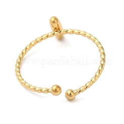 304ステンレススチールオープンカフリング  女性のためのジュエリー  18KGP本金メッキ  文字I  内径：19mm  文字：1mm&nbsp;RJEW-K261-02G-I