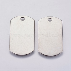 変色しにくい304ステンレススチールペンダント  長方形  空白タグのスタンプ  ステンレス鋼色  35x19.5x1mm  穴：3mm&nbsp;X-STAS-F139-035P