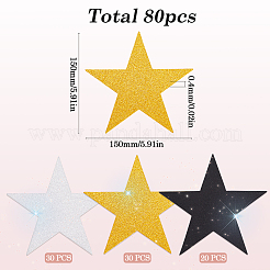 80 шт. бумажные блестящие звезды для украшения стены&nbsp;AJEW-SP0001-13