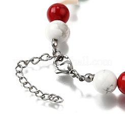 Браслеты из бисера ручной работы из стекла и натуральных камней на рождественскую тематику для женщин BJEW-TA00657