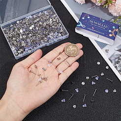 300 шт. 304 нержавеющая сталь плоская круглая пустая сережка-штифт&nbsp;STAS-SC0007-33B