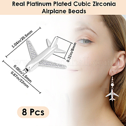 8 шт. латунные микрофибровые бусины-авиапланы с кубическим цирконием ZIRC-BBC0003-54P