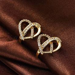 Серьги-каффы из латуни с микропаве из прозрачного кубического циркония&nbsp;EJEW-H147-04G