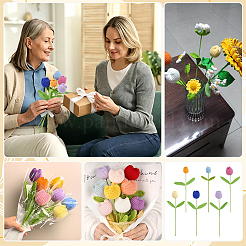 6 Stück 6 Farben gehäkelte Tulpenblumenornamente aus Polyester&nbsp;DIY-FG0007-40