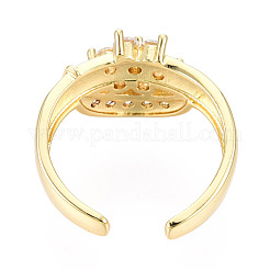 Кубический цирконий в виде луны с открытым манжетом в виде цветка RJEW-N037-039F