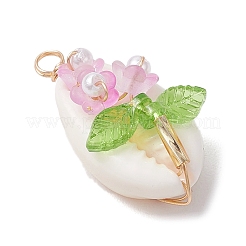 Подвески-цветы из натуральной ракушки каури&nbsp;PALLOY-JF03833