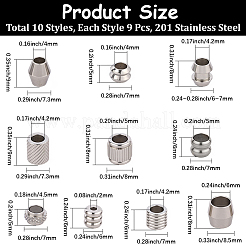 90 шт. 10 стиля 201 нержавеющая сталь европейские бусины STAS-PA0001-01