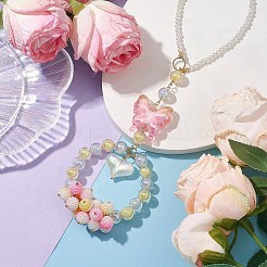 Акриловые украшения с подвесками в форме сердца-бабочки&nbsp;HJEW-JM02000