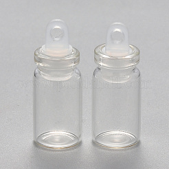 ガラスバイアル  プラスチックプラグ付き  希望のボトル  シードビーズ保管用  透明  28~29x11mm  穴：3mm  容量：1.5ml（0.05液量オンス）&nbsp;CON-N010-01