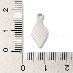 304ステンレススチールエナメルペンダント  レーザー切断  コンクチャーム  ステンレス鋼色  16.5x7.5x1.5mm  穴：1.8mm&nbsp;STAS-Q301-05P