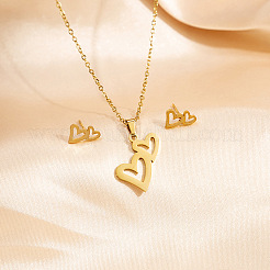 Комплекты из ожерелий и серег-гвоздиков из нержавеющей стали 304&nbsp;WG82A44-09