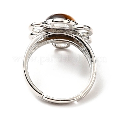 Регулируемые кольца из натурального тигрового глаза&nbsp;RJEW-P043-01P-18