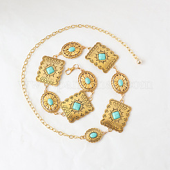 Овальный прямоугольник из сплава с синтетической бирюзой FS-WG6F33A-01