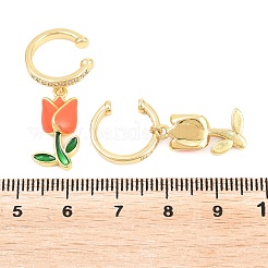 Valentinstag-Ohrringe aus Messing mit klaren Zirkonia&nbsp;EJEW-Z164-09G-02