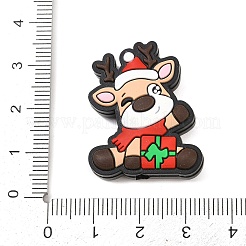 シリコンビーズ  焦点ビーズ  クリスマステーマ  カラフル  鹿  30x25x8mm  穴：3mm&nbsp;SIL-I017-01K