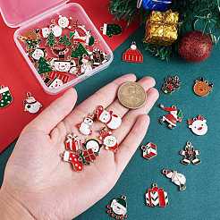 50 шт. 25 стильные рождественские подвески из сплава с эмалью ENAM-SZ0003-09