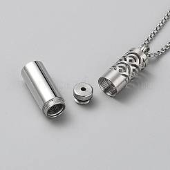 Collane con ciondolo a forma di bottiglia di profumo con colonna cava in acciaio inossidabile 304&nbsp;NJEW-WH0002-137P