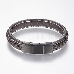 Плетеные браслеты шнур кожаный BJEW-H561-04B