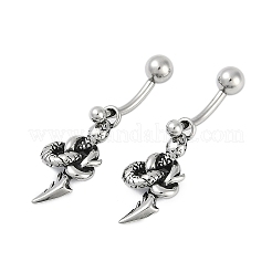 Кольца для пупка из хирургической нержавеющей стали 316 Snake EJEW-G416-11AS