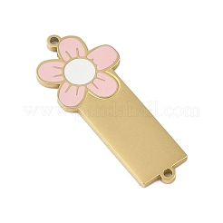 304ステンレススチールピンクエナメルコネクタチャーム  花のリンク  ゴールドカラー  30x12.5x1mm  穴：1.2mm&nbsp;STAS-P377-14G-B