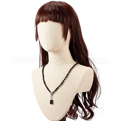 Колье из бусин из натурального лавового камня и кубического циркония NJEW-JN03760