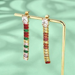 Серьги-гвоздики с кисточками из нержавеющей стали 304 с разноцветными кубическими цирконами&nbsp;EJEW-Z094-01D-G01