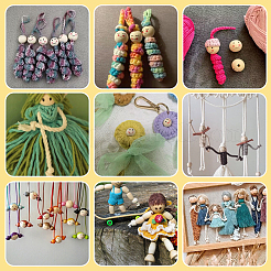 100шт деревянные бусины с принтом WOOD-PH0002-67