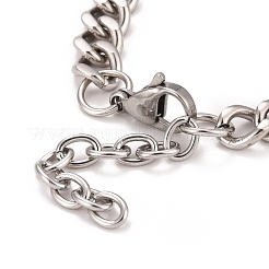 ラインストーン付きの真の愛のリンクブレスレット  201ステンレススチールジュエリー男性用女性用  304ステンレススチール留め具  電気泳動ブラック＆ステンレススチールカラー  8-7/8インチ（22.5cm）&nbsp;STAS-E160-31EBP
