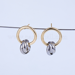 Двухцветные латунные витые серьги-кольца CZ4094