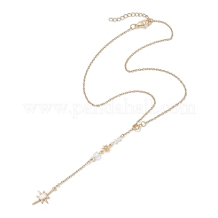 Подвеска-лариат из латуни с прозрачными кубическими цирконами и паве из нержавеющей стали 304 для женщин NJEW-JN05542